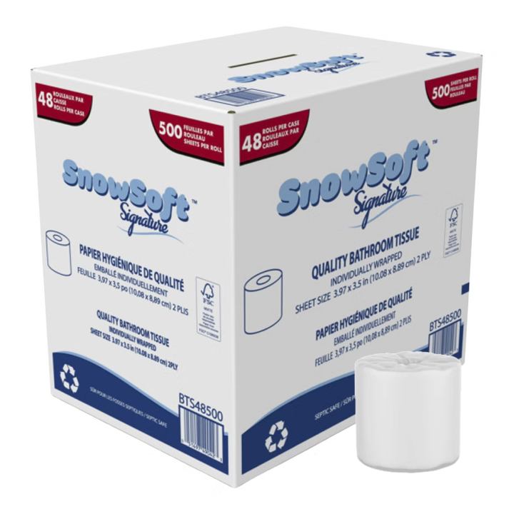 Snowsoft Signature Individually Wrapped Bathroom Tissue 48 rolls × 500 sheets