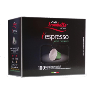 Caffè Trombetta Piu Crema Espresso Coffee Capsules, 100 Pack