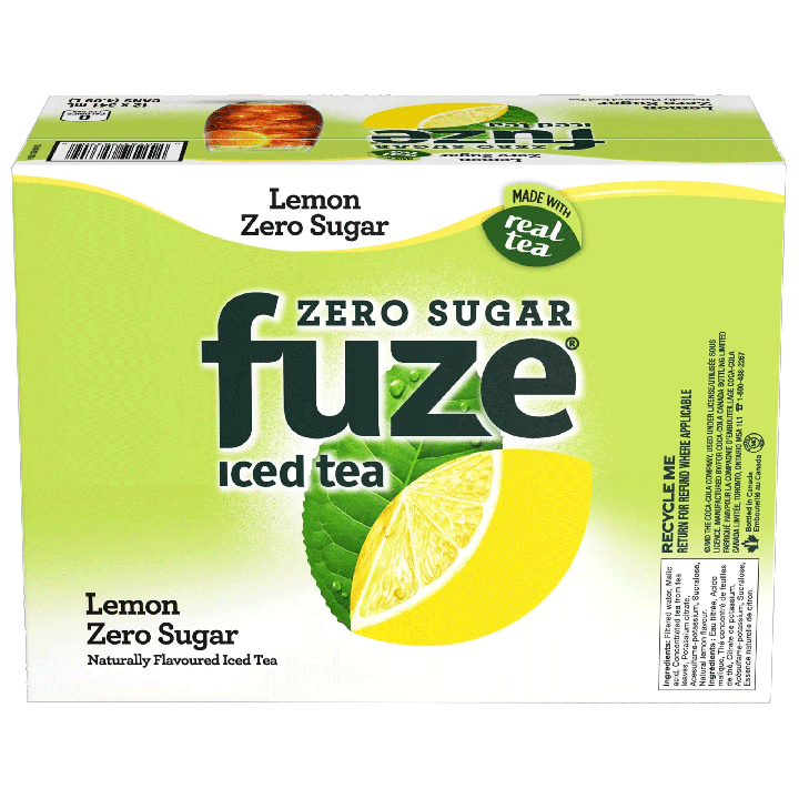 Fuze Iced Tea Zero Sugar Lemon Iced Tea 12x341 mL cans