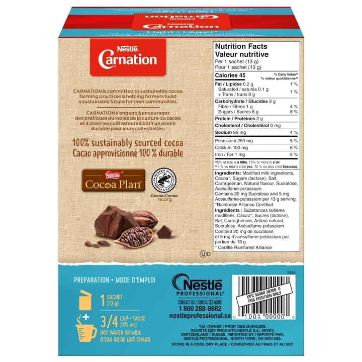 Carnation Light Hot Chocolate Packets 50x13g