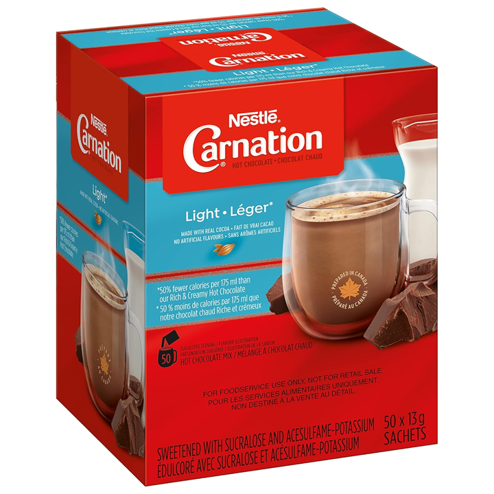 Carnation Light Hot Chocolate Packets 50x13g
