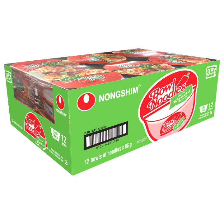 Nongshim Spicy Kimchi Noodle Soup Bowls 12×86 g