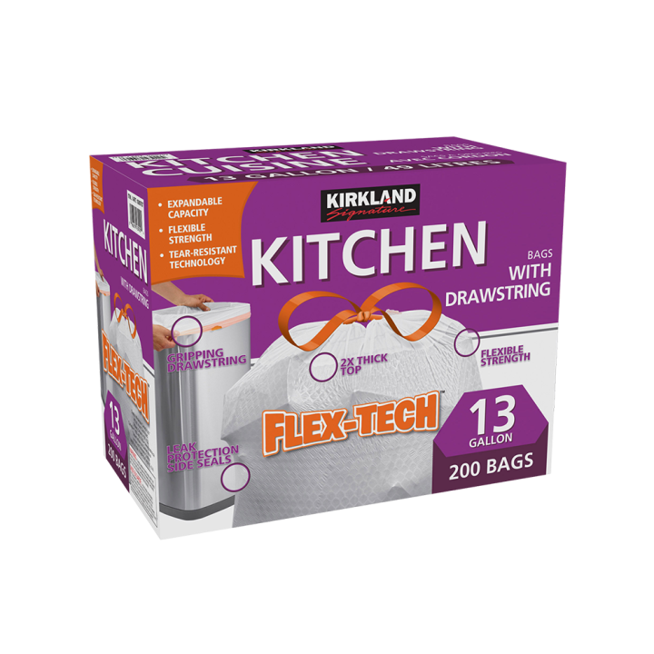 Kirkland Signature Drawstring Kitchen Bags 200ct