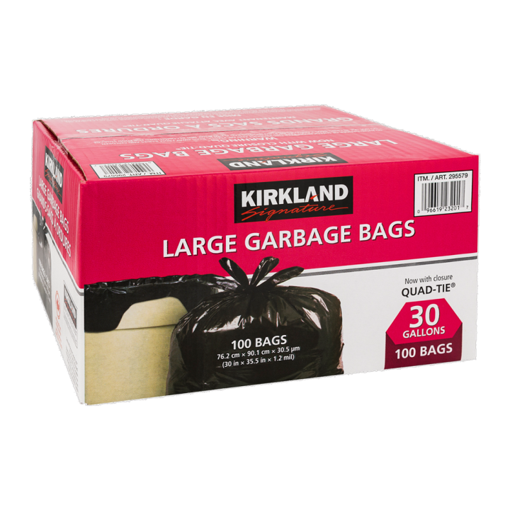 Kirkland Signature - Large Quad-tie Garbage Bags - 30"x35.5" - 100ct