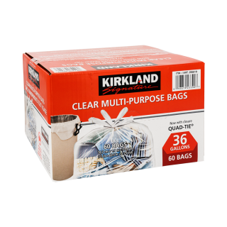 Kirkland Signature - Quad-tie Clear Multi-purpose Bags - 31"x43.5" - 60ct