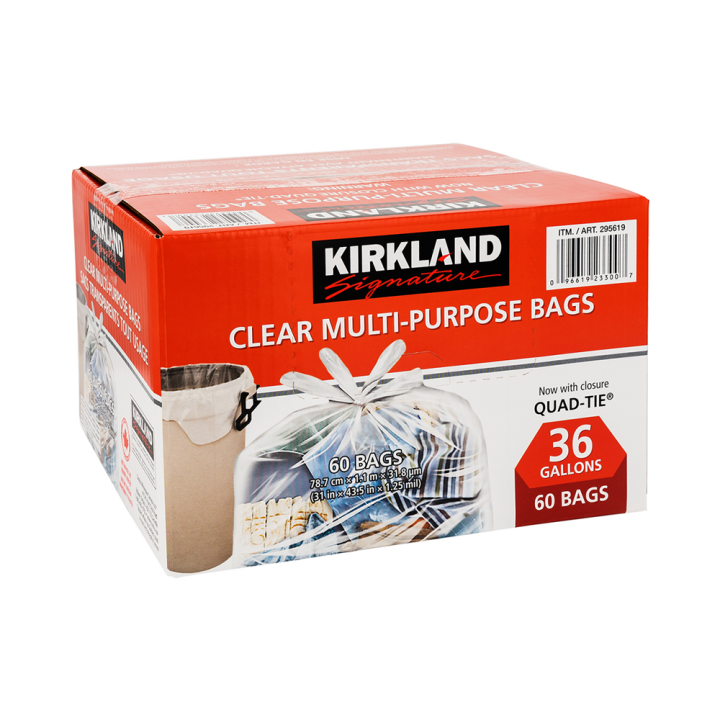 Kirkland Signature - Quad-tie Clear Multi-purpose Bags - 31"x43.5" - 60ct