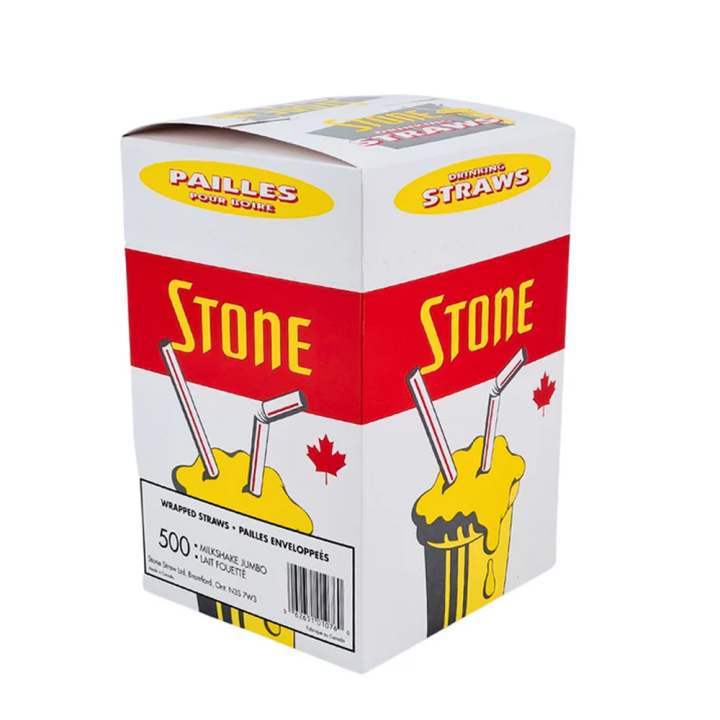 Stone - Plastic Straw - 8" Milkshake Jumbo Wrapped