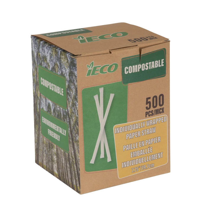 iECO 7.75" Wrapped Paper Straws 500ct