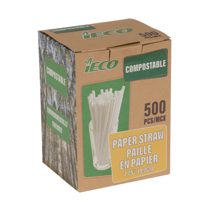 iECO 7.75" Paper Straws 6 Packs of 500