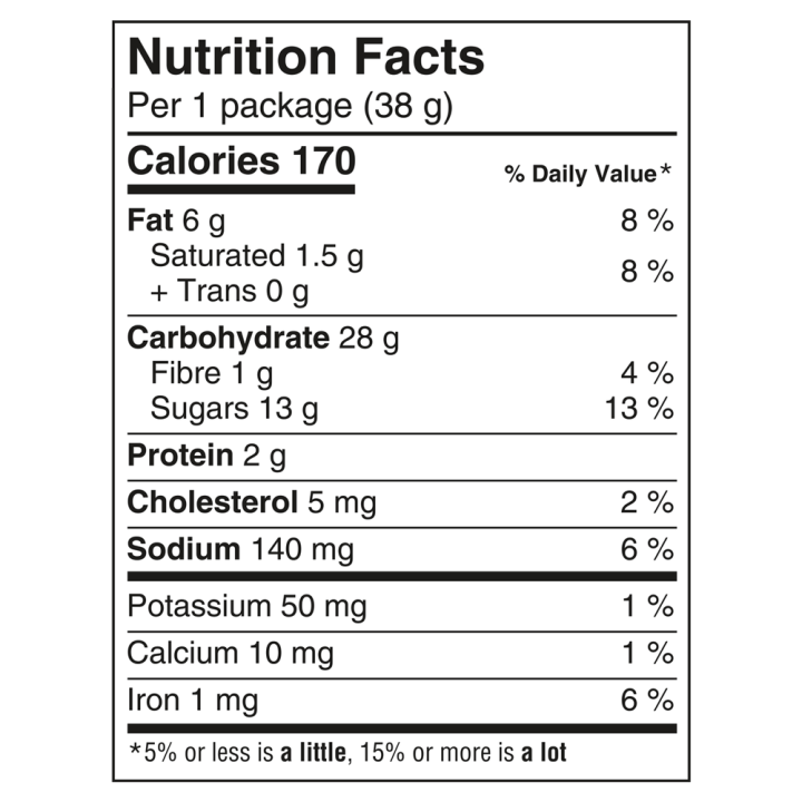 Christie Dad's Classic Oatmeal Nutrition Facts
