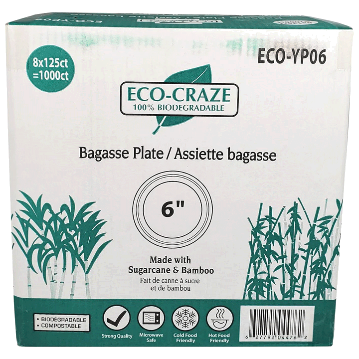 Eco-Craze - 6" Round Bagasse Plates