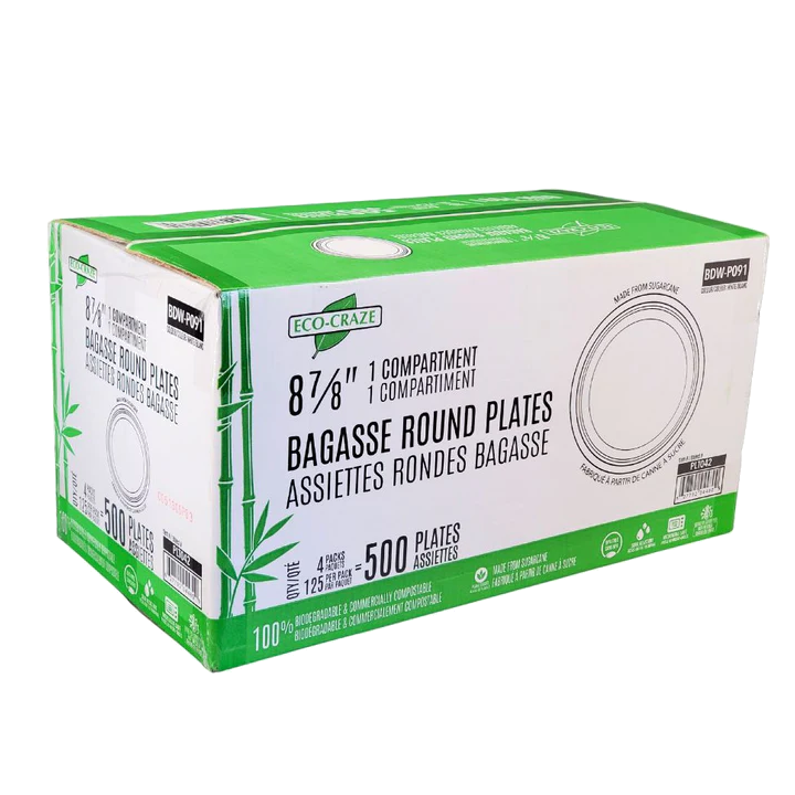 Eco-Craze - 9" Round Bagasse Lunch Plates