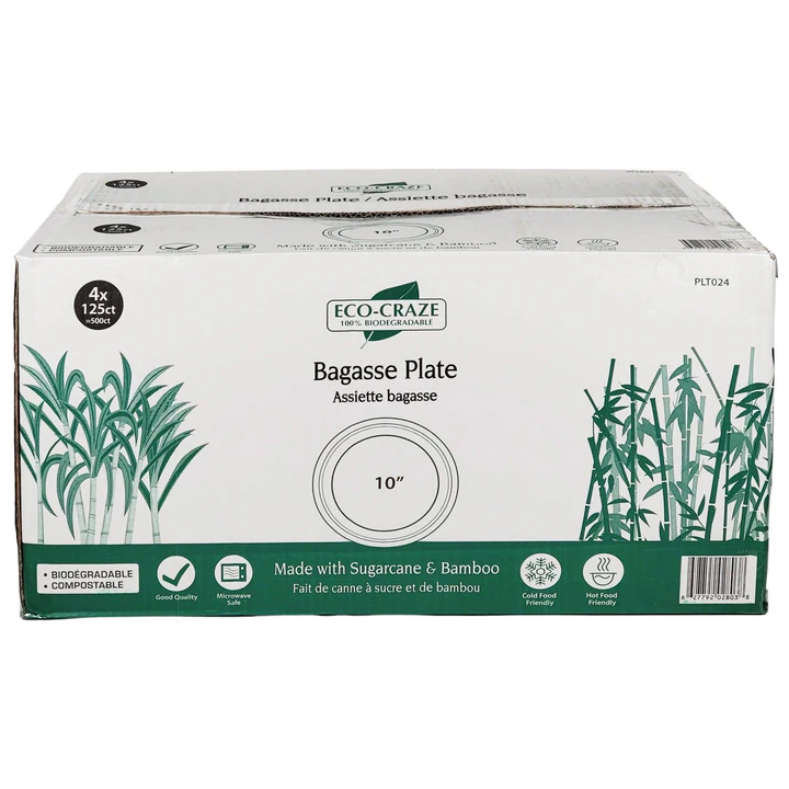 Eco-Craze - 10" Bagasse Dinner Plates