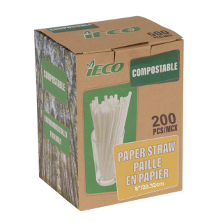 IECO 8" Individually Wrapped Jumbo Paper Straws
