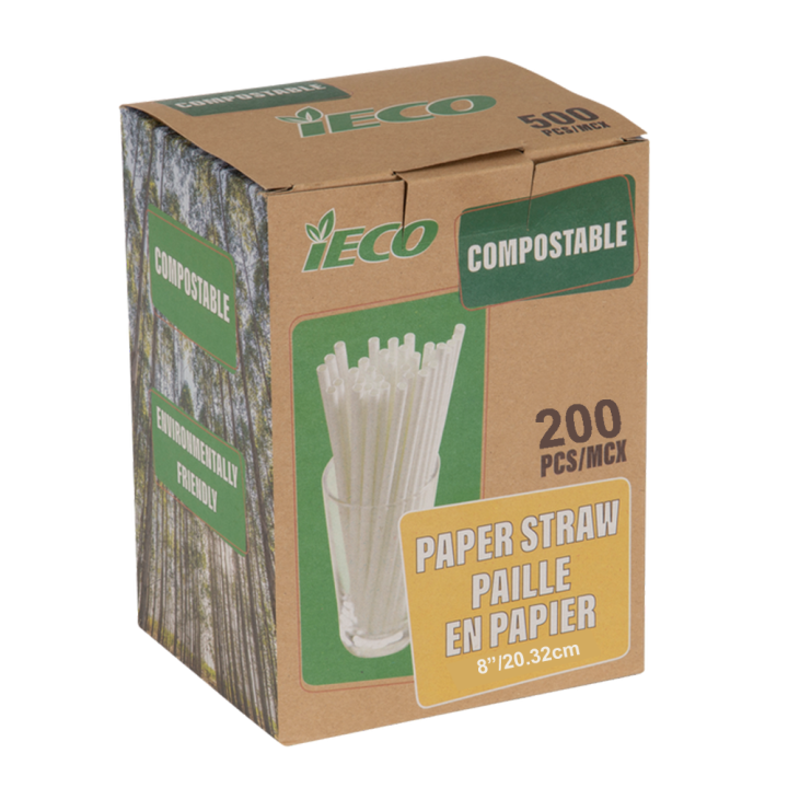IECO 8" Individually Wrapped Jumbo Paper Straws