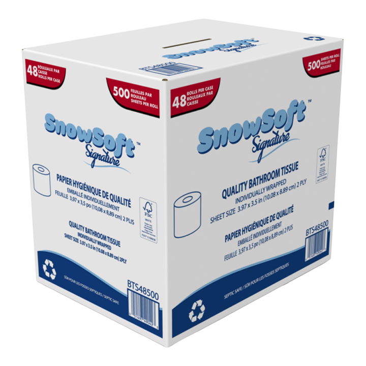 Snowsoft Signature Individually Wrapped Bathroom Tissue 48 rolls × 500 sheets