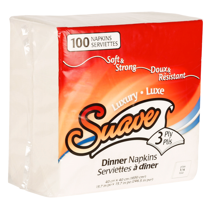 Suave 3-ply 1/4 Fold Dinner Napkins 4 packs of 100