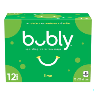 Bubly Lime Sparkling Water 355 mL cans, pack of 12