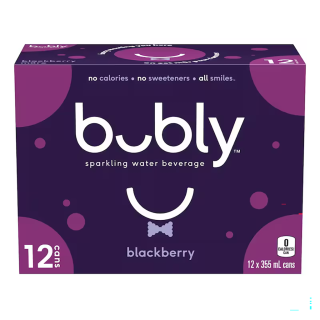 Bubly Blackberry Sparkling Water 355 mL cans, pack of 12